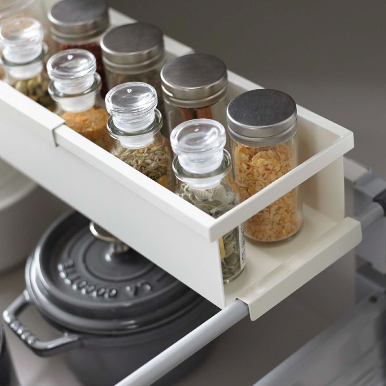 シンク下 伸縮キッチンラック スリム タワー 山崎実業 tower ホワイト/ブラック 4490 4491 タワーシリーズ