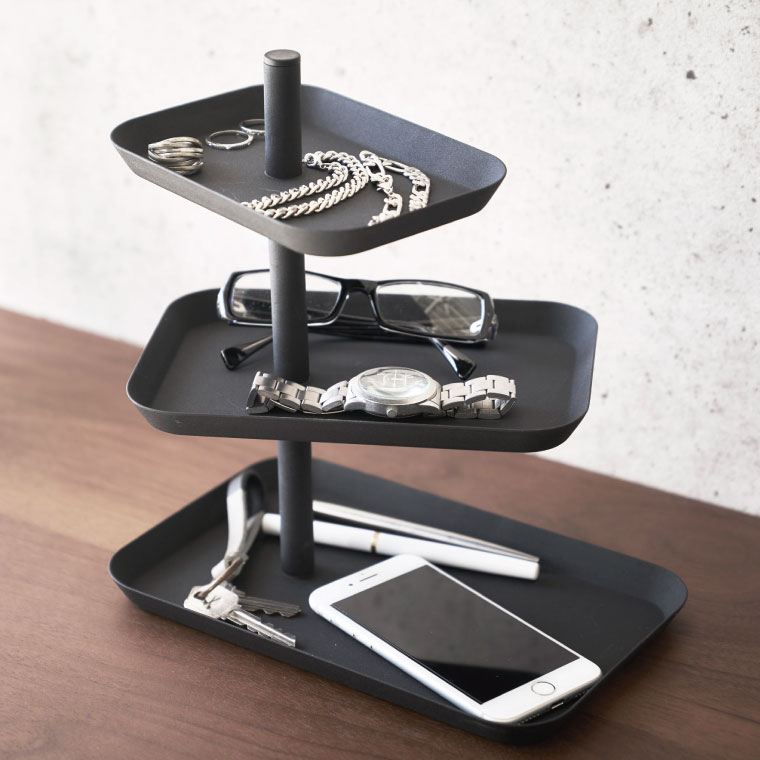 アクセサリー３段トレー タワー 山崎実業 tower ホワイト/ブラック 4724 4725 タワーシリーズ