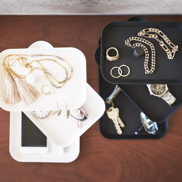 アクセサリー３段トレー タワー 山崎実業 tower ホワイト/ブラック 4724 4725 タワーシリーズ