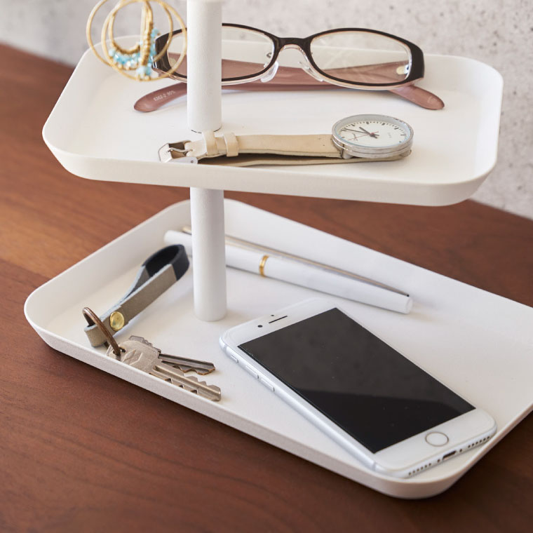 アクセサリー３段トレー タワー 山崎実業 tower ホワイト/ブラック 4724 4725 タワーシリーズ