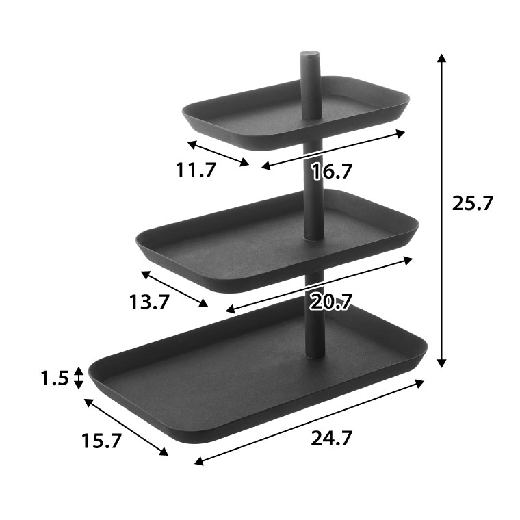 アクセサリー３段トレー タワー 山崎実業 tower ホワイト/ブラック 4724 4725 タワーシリーズ