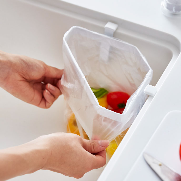 吸盤シンクコーナーポリ袋ホルダー タワー 山崎実業 tower ホワイト/ブラック 4750 4751 タワーシリーズ