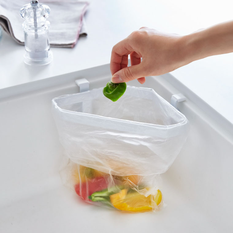 吸盤シンクコーナーポリ袋ホルダー タワー 山崎実業 tower ホワイト/ブラック 4750 4751 タワーシリーズ