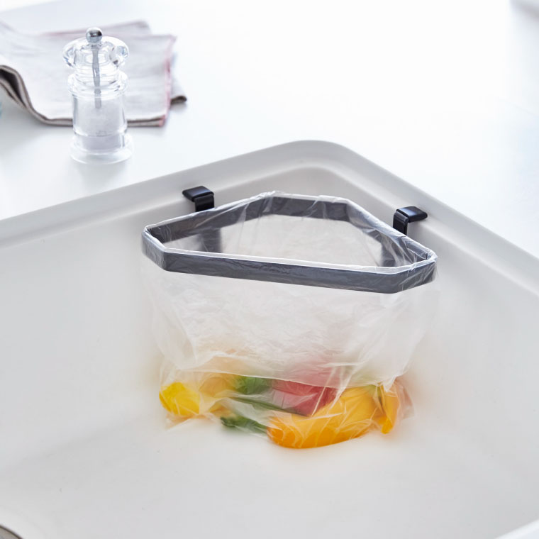 吸盤シンクコーナーポリ袋ホルダー タワー 山崎実業 tower ホワイト/ブラック 4750 4751 タワーシリーズ