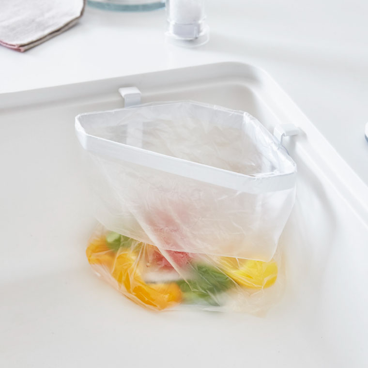 吸盤シンクコーナーポリ袋ホルダー タワー 山崎実業 tower ホワイト/ブラック 4750 4751 タワーシリーズ