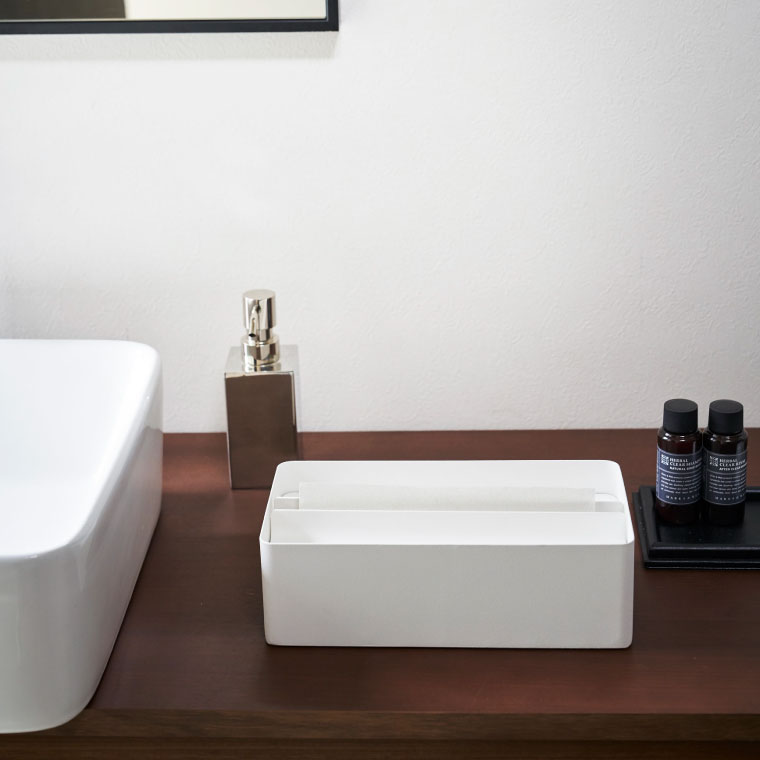 蓋付きペーパータオルケース タワー 山崎実業 tower ティッシュケース ホワイト/ブラック 4761 4762 タワーシリーズ