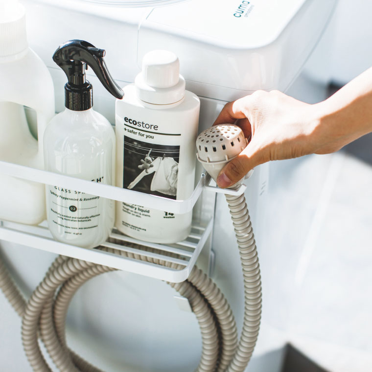 ホースホルダー付き洗濯機横マグネットラック タワー 山崎実業 tower ホワイト/ブラック 4768 4769 タワーシリーズ マグネット