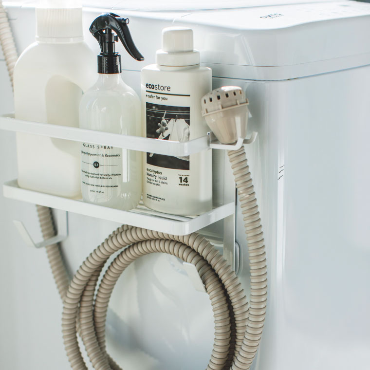 ホースホルダー付き洗濯機横マグネットラック タワー 山崎実業 tower ホワイト/ブラック 4768 4769 タワーシリーズ マグネット