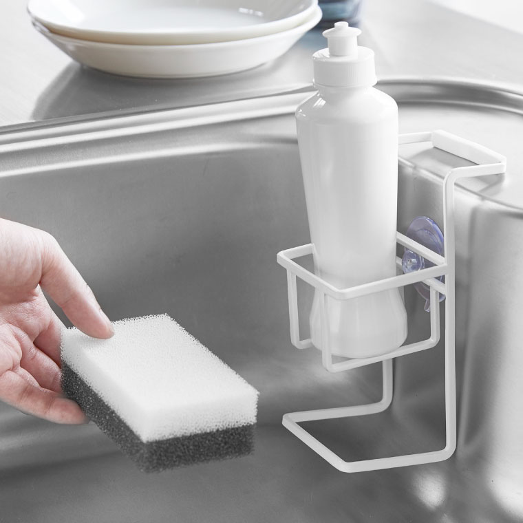 吸盤 スポンジ＆ボトルホルダー タワー 山崎実業 tower ホワイト/ブラック 4774 4775 タワーシリーズ