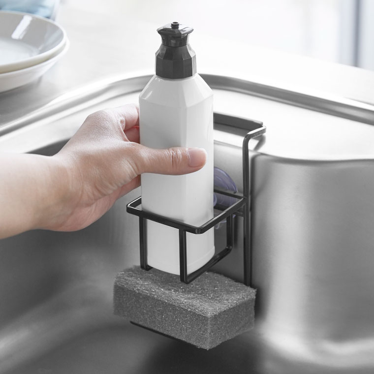 吸盤 スポンジ＆ボトルホルダー タワー 山崎実業 tower ホワイト/ブラック 4774 4775 タワーシリーズ