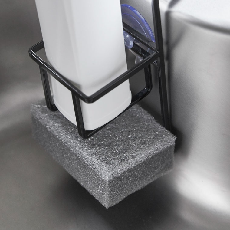 吸盤 スポンジ＆ボトルホルダー タワー 山崎実業 tower ホワイト/ブラック 4774 4775 タワーシリーズ