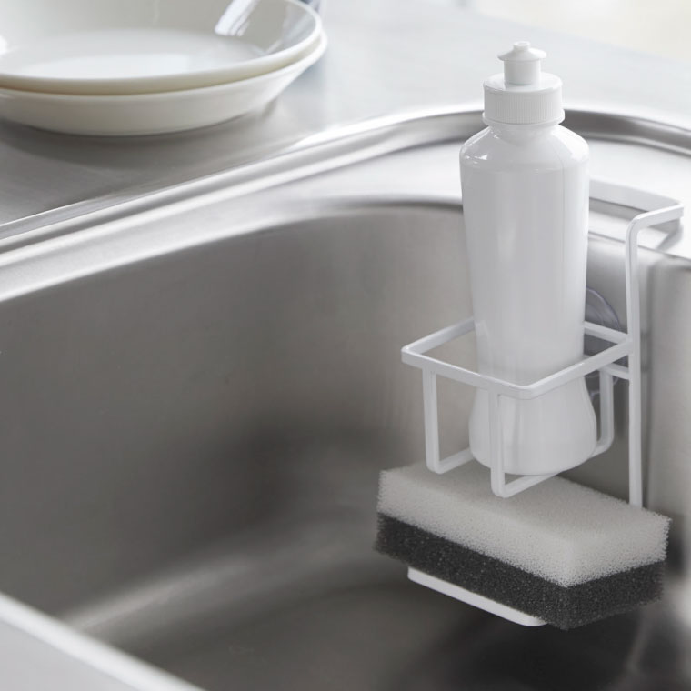 吸盤 スポンジ＆ボトルホルダー タワー 山崎実業 tower ホワイト/ブラック 4774 4775 タワーシリーズ