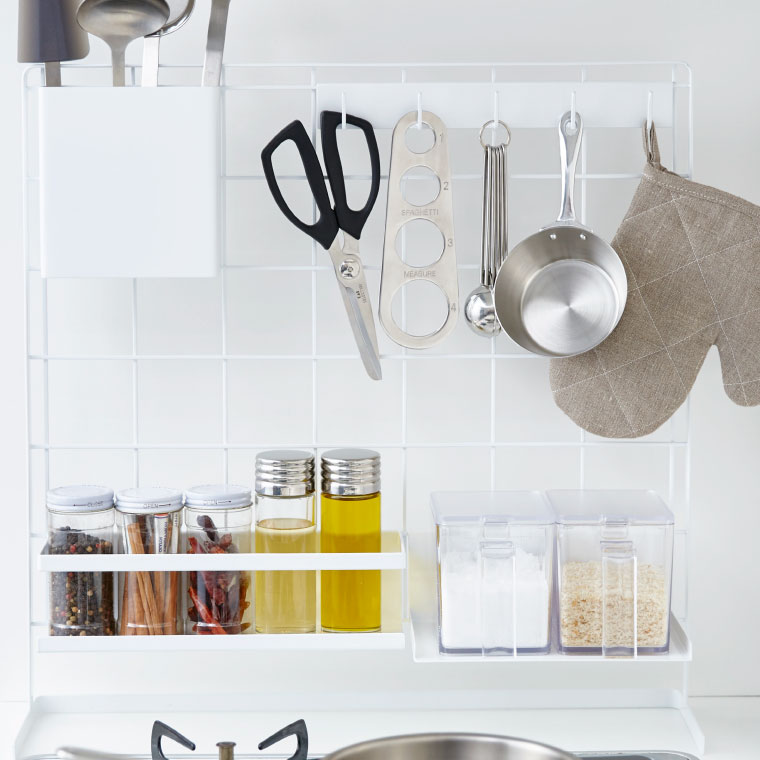 キッチン自立式メッシュパネル タワー 山崎実業 tower ホワイト/ブラック 4177 4178 タワーシリーズ