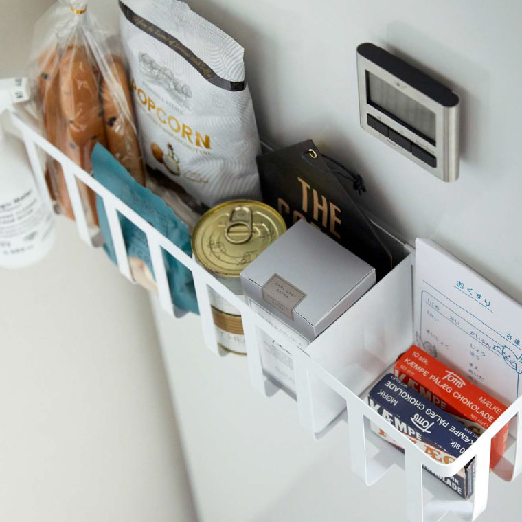 冷蔵庫横マグネットワイド収納バスケット タワー 山崎実業 tower ホワイト/ブラック 4246 4247 タワーシリーズ マグネット