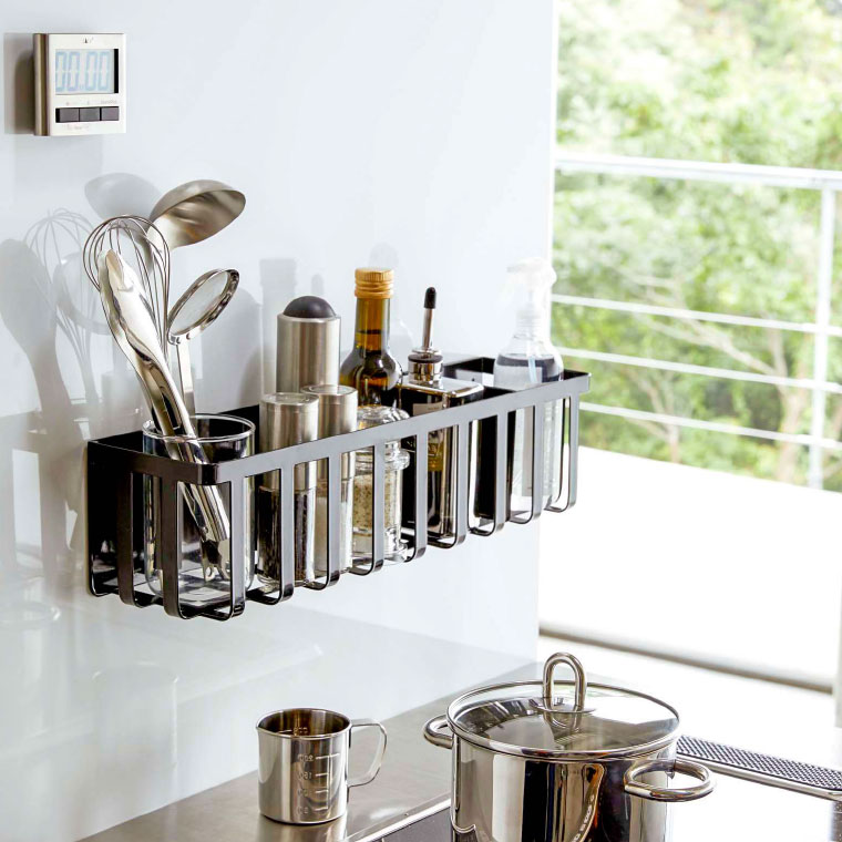 冷蔵庫横マグネットワイド収納バスケット タワー 山崎実業 tower ホワイト/ブラック 4246 4247 タワーシリーズ マグネット