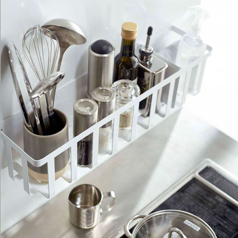 冷蔵庫横マグネットワイド収納バスケット タワー 山崎実業 tower ホワイト/ブラック 4246 4247 タワーシリーズ マグネット