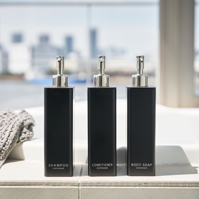 ツーウェイディスペンサー スクエア スリム ボディソープ タワー 山崎実業 tower ホワイト/ブラック 4256 4257 タワーシリーズ