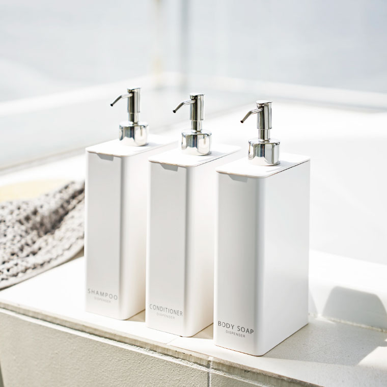 ツーウェイディスペンサー スクエア スリム ボディソープ タワー 山崎実業 tower ホワイト/ブラック 4256 4257 タワーシリーズ