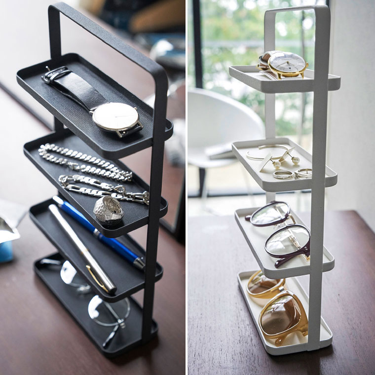 メガネ＆アクセサリー トレー ４段 タワー 山崎実業 tower ホワイト/ブラック 4298 4299 タワーシリーズ