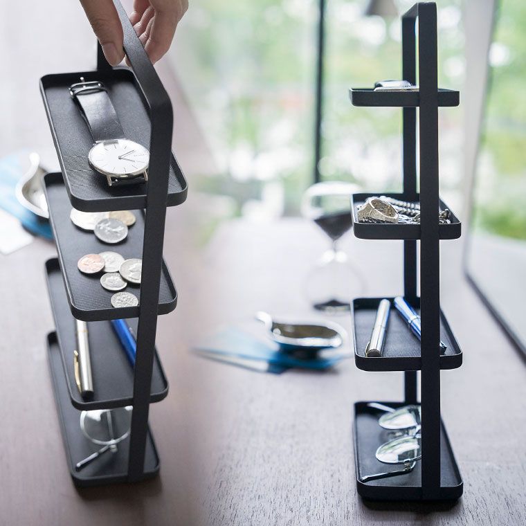 メガネ＆アクセサリー トレー ４段 タワー 山崎実業 tower ホワイト/ブラック 4298 4299 タワーシリーズ