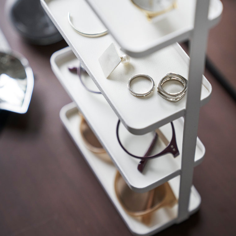 メガネ＆アクセサリー トレー ４段 タワー 山崎実業 tower ホワイト/ブラック 4298 4299 タワーシリーズ