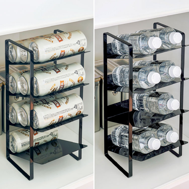 シンク下ボトルストッカー ４段 タワー 山崎実業 tower ホワイト/ブラック 4304 4305 タワーシリーズ