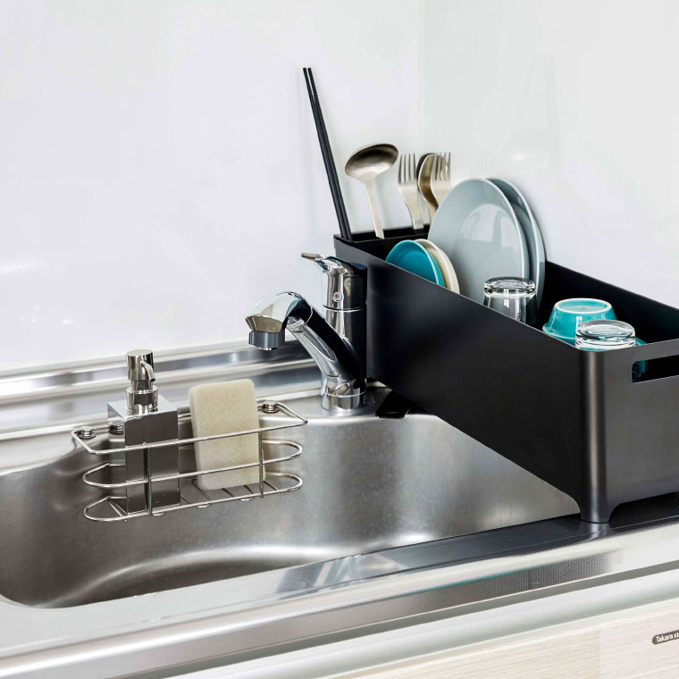 スリム水切りバスケット ロング タワー 山崎実業 tower ホワイト/ブラック 4314 4315 タワーシリーズ