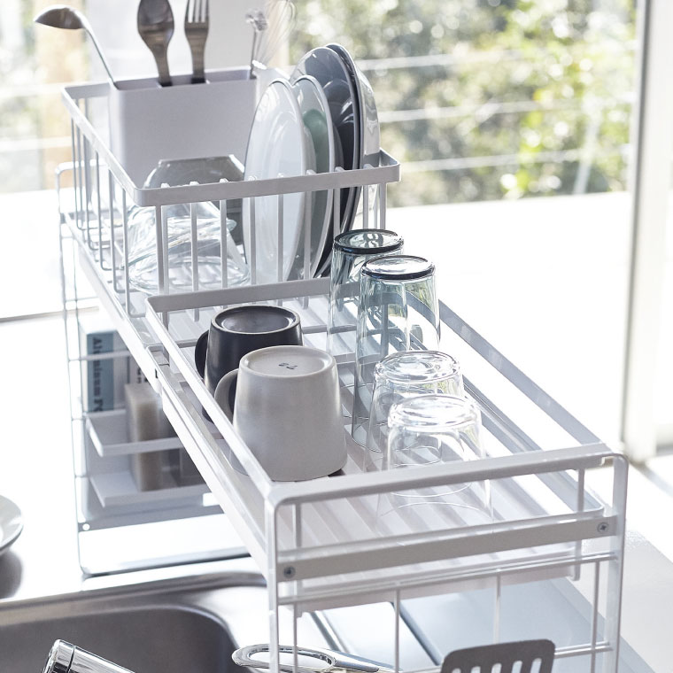 シンク上伸縮システムラック用水切りバスケット Ｓ タワー 山崎実業 tower ホワイト/ブラック 4364 4365 タワーシリーズ