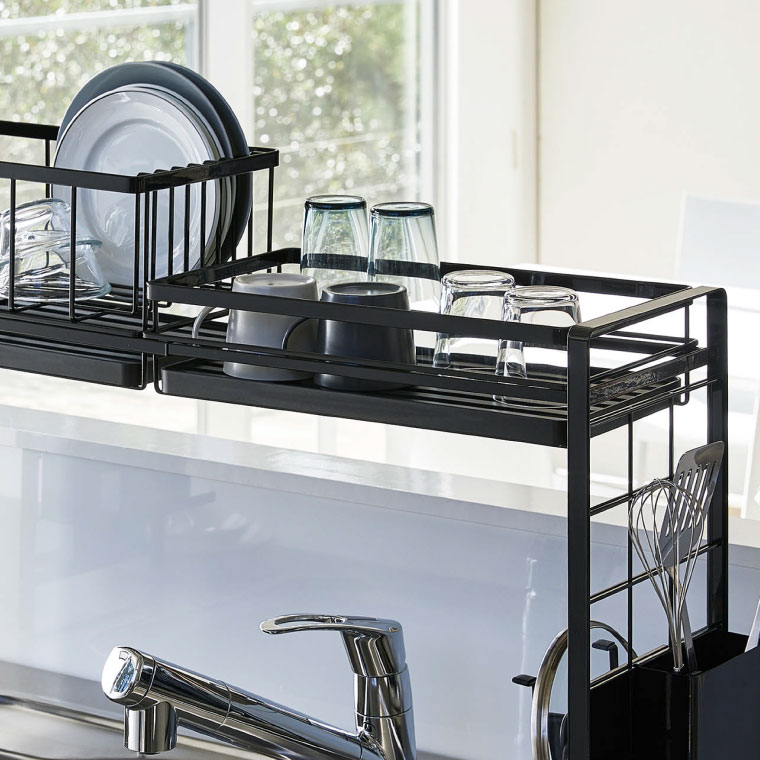 シンク上伸縮システムラック用水切りバスケット Ｓ タワー 山崎実業 tower ホワイト/ブラック 4364 4365 タワーシリーズ