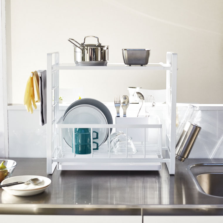 シンク上伸縮システムラック用 トレー Ｌ タワー 山崎実業 tower スパイス ラック トレー tower Ｌ ホワイト/ブラック 4372 4373 タワーシリーズ