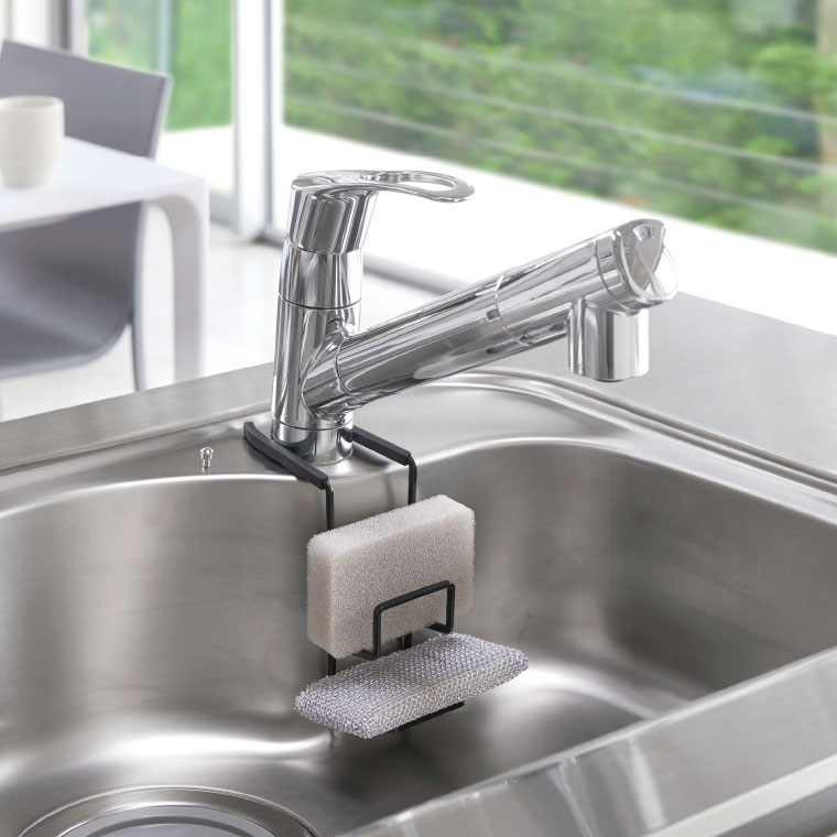 蛇口にかけるスポンジホルダー ダブル タワー 山崎実業 tower ホワイト/ブラック 4390 4391 タワーシリーズ