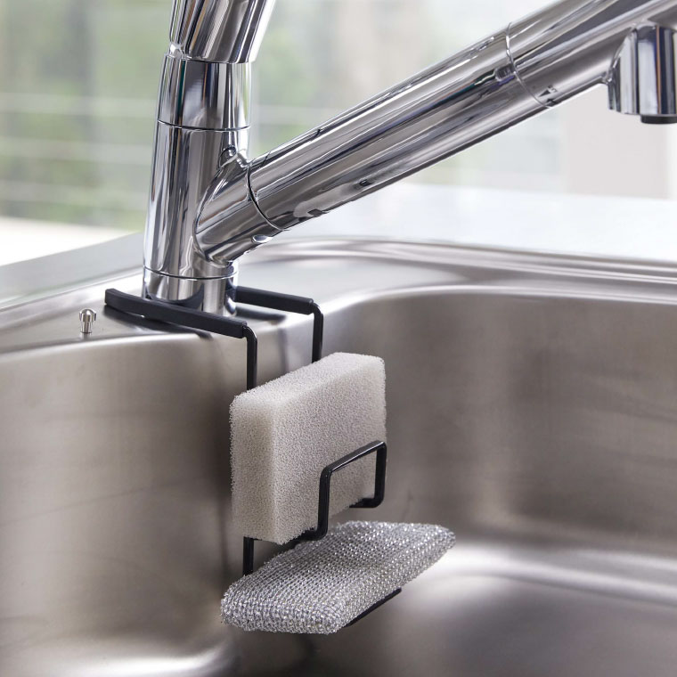 蛇口にかけるスポンジホルダー ダブル タワー 山崎実業 tower ホワイト/ブラック 4390 4391 タワーシリーズ