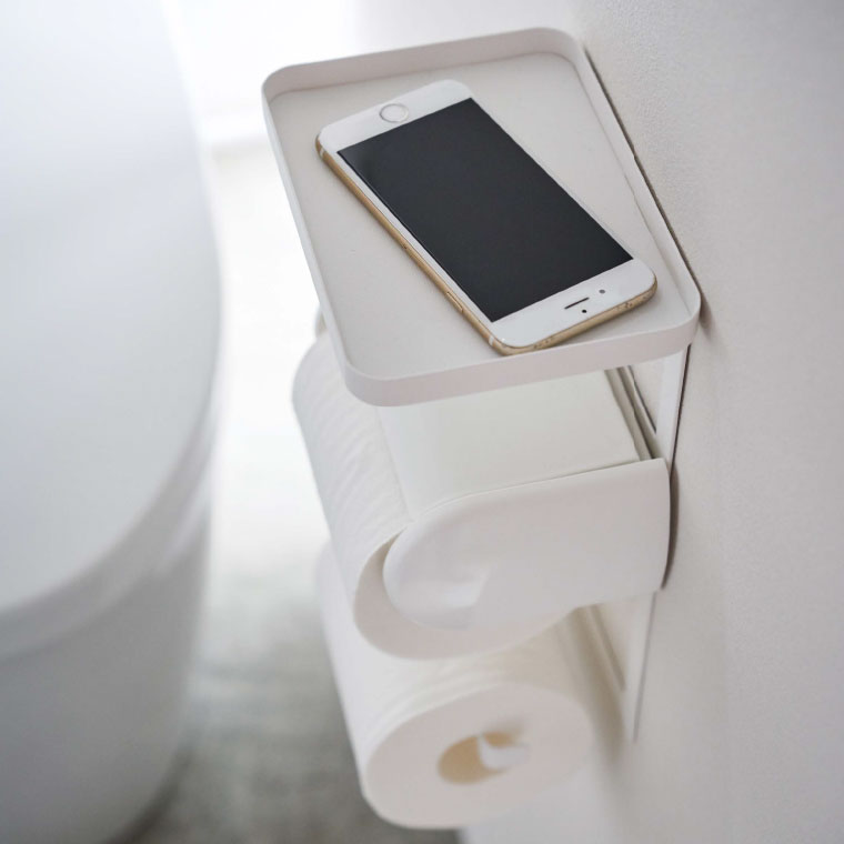 トイレットペーパーホルダー上ラック ２段 タワー 山崎実業 tower ホワイト/ブラック 4394 4395 タワーシリーズ