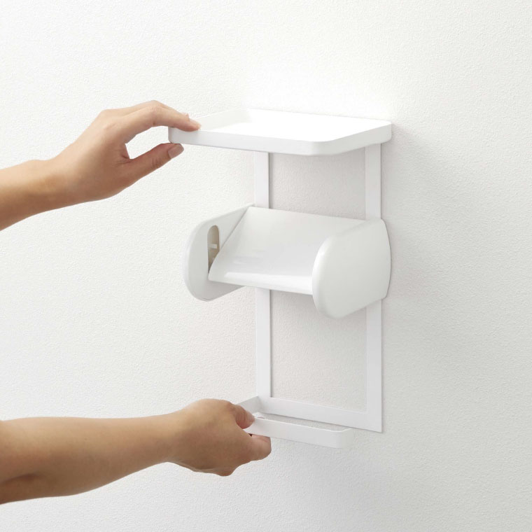 トイレットペーパーホルダー上ラック ２段 タワー 山崎実業 tower ホワイト/ブラック 4394 4395 タワーシリーズ