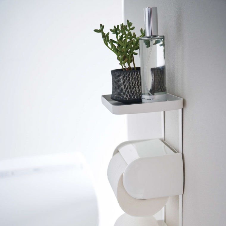 トイレットペーパーホルダー上ラック ２段 タワー 山崎実業 tower ホワイト/ブラック 4394 4395 タワーシリーズ