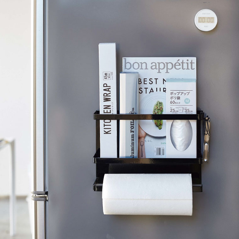 マグネットキッチンペーパー＆ラップホルダー タワー 山崎実業 tower ホワイト/ブラック 4396 4397 タワーシリーズ マグネット