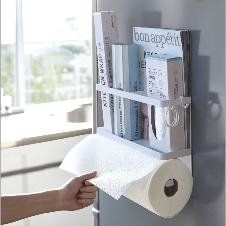 マグネットキッチンペーパー＆ラップホルダー タワー 山崎実業 tower ホワイト/ブラック 4396 4397 タワーシリーズ マグネット