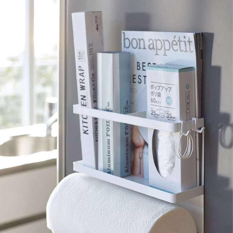 マグネットキッチンペーパー＆ラップホルダー タワー 山崎実業 tower ホワイト/ブラック 4396 4397 タワーシリーズ マグネット