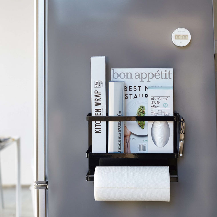 マグネットキッチンペーパー＆ラップホルダー タワー 山崎実業 tower ホワイト/ブラック 4396 4397 タワーシリーズ マグネット