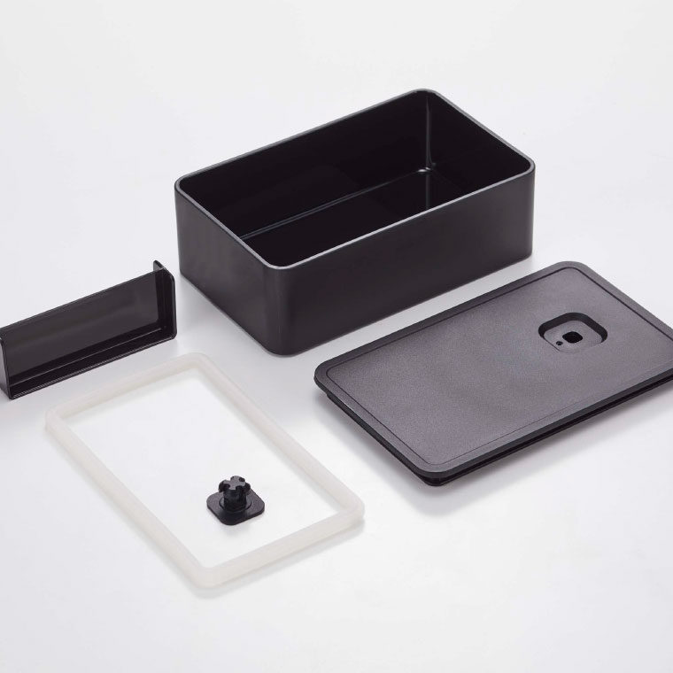 バルブ付き密閉ランチボックス タワー 山崎実業 tower ホワイト/ブラック 4823 4824 タワーシリーズ