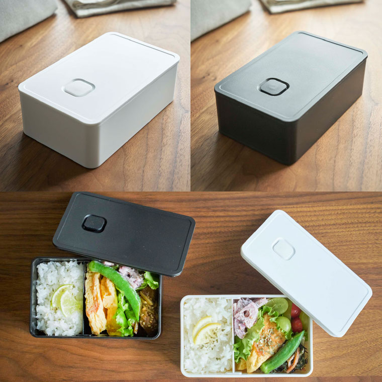 バルブ付き密閉ランチボックス タワー 山崎実業 tower ホワイト/ブラック 4823 4824 タワーシリーズ