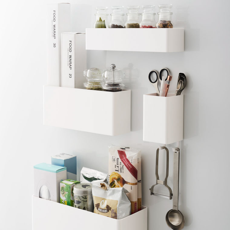 マグネットストレージボックス スクエア タワー 山崎実業 tower ホワイト/ブラック 4848 4849 タワーシリーズ マグネット