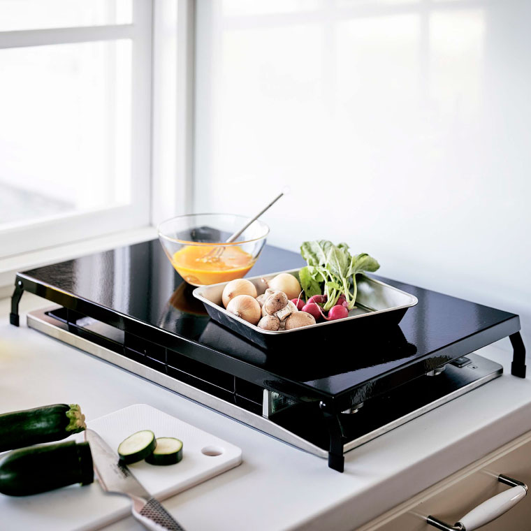 折り畳みガスコンロカバー タワー ワイド 山崎実業 tower ホワイト/ブラック 4922 4923タワーシリーズ