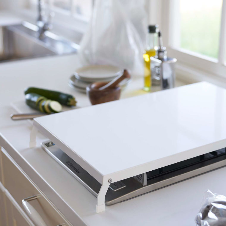 折り畳みガスコンロカバー タワー ワイド 山崎実業 tower ホワイト/ブラック 4922 4923タワーシリーズ