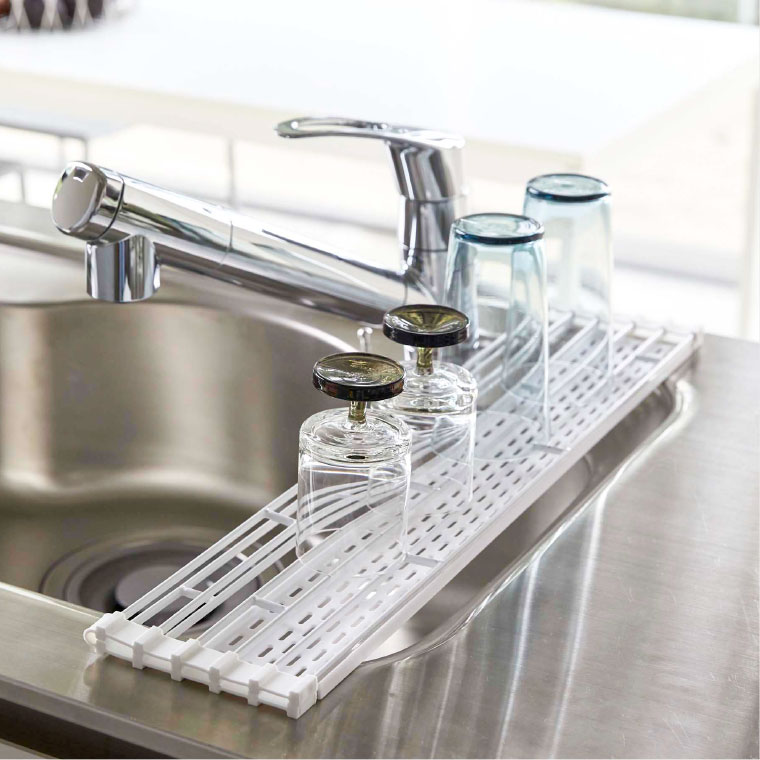 折り畳み水切り シリコーントレー付き Ｓ タワー 山崎実業 tower ホワイト/ブラック 5057 5058 タワーシリーズ