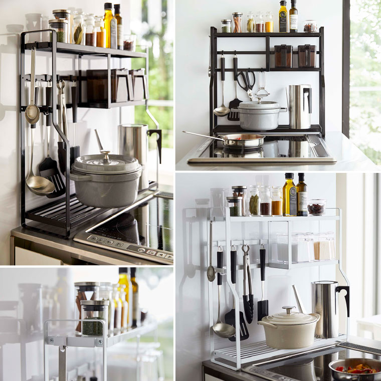 コンロサイドラック タワー 山崎実業 tower ホワイト/ブラック 5234 5235 タワーシリーズ