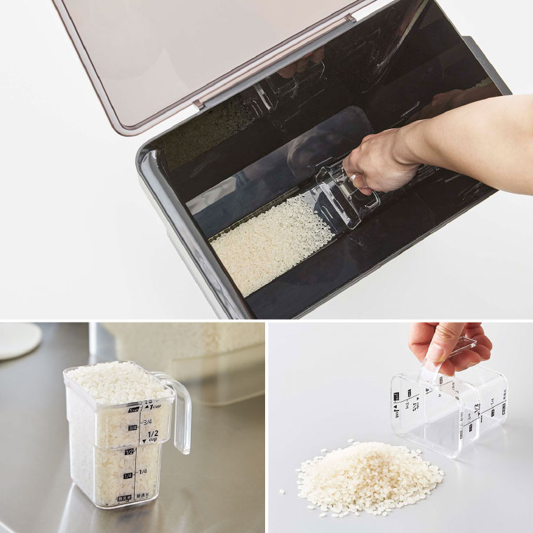 密閉米びつ １０ｋｇ 計量カップ付 タワー 山崎実業 tower ホワイト/ブラック 5423 5424 タワーシリーズ