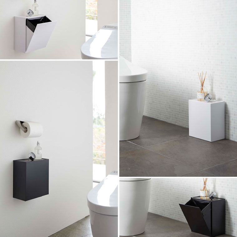 ウォールトイレポット＆収納ケース タワー 山崎実業 tower ホワイト/ブラック 5429 5430 タワーシリーズ