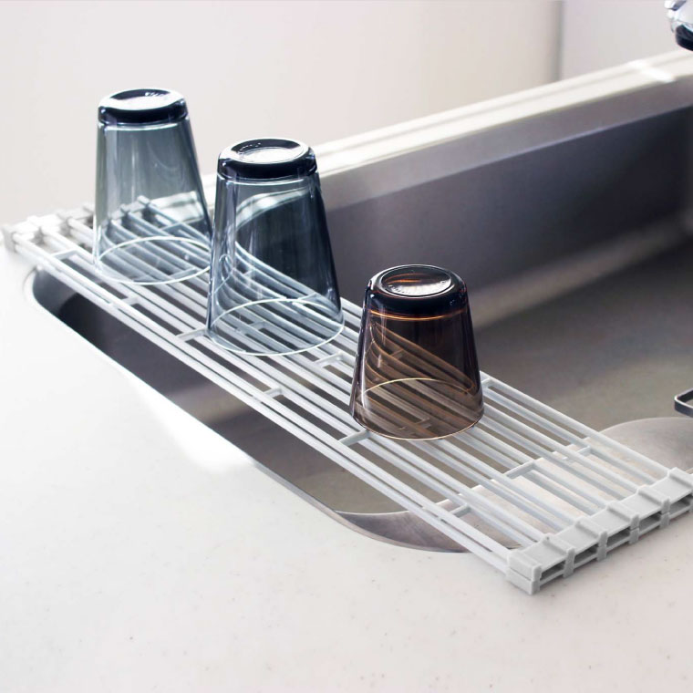 折り畳み水切りラック タワー 山崎実業 tower 折りたたみ水切りラックＬ ホワイト/ブラック 7835 7836 タワーシリーズ