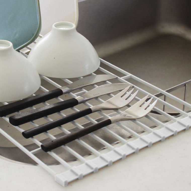 折り畳み水切りラック タワー 山崎実業 tower 折りたたみ水切りラックＬ ホワイト/ブラック 7835 7836 タワーシリーズ